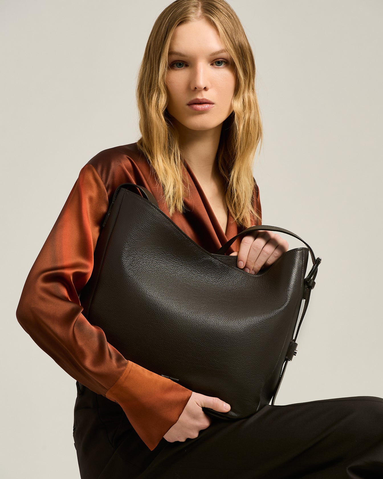 Kiton Day Bag Kalbsleder Dunkelbraun Semi-Soft TU