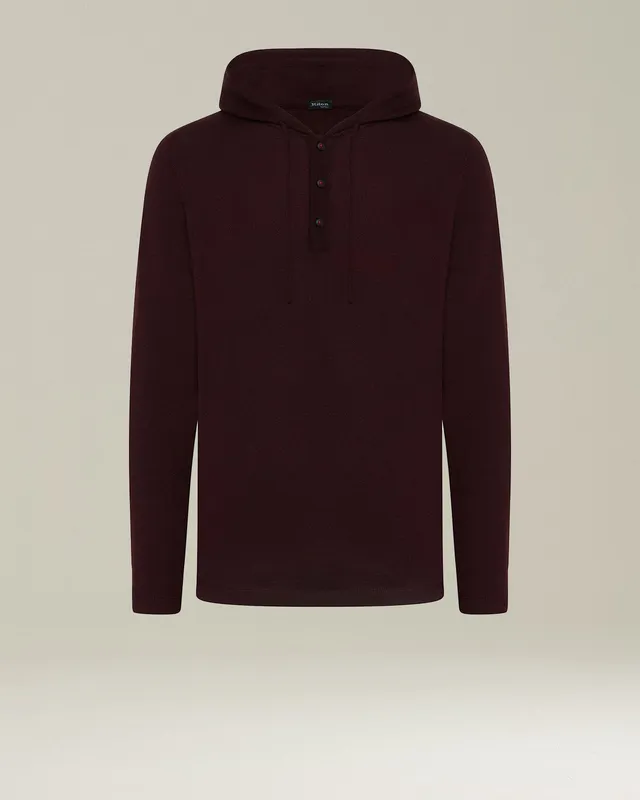 Kiton Kaschmir Seide Hoodie Kapuze Knopf Herren Strickpullover