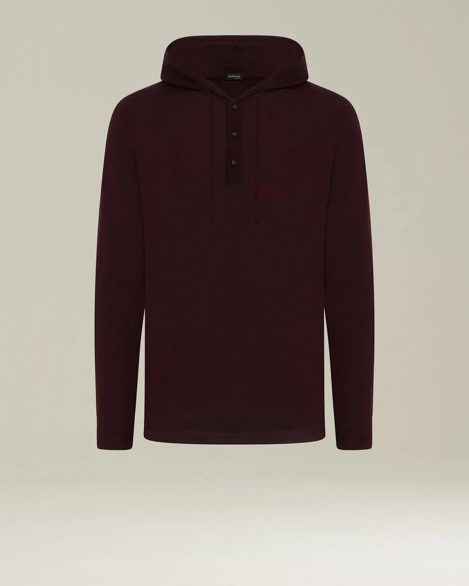 Kiton Kaschmir Seide Hoodie Kapuze Knopf Herren Strickpullover