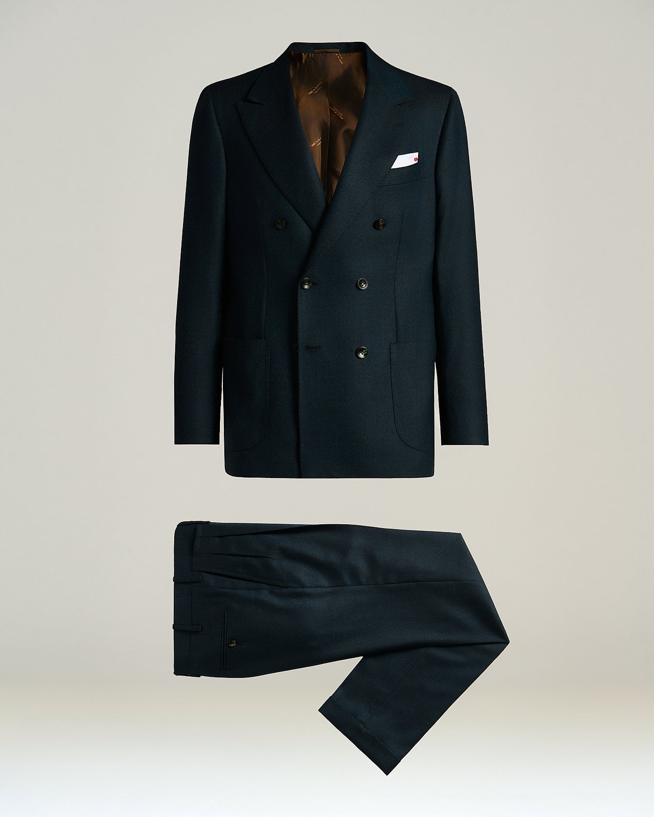 Kiton Suits Blue Cashmere Virgin-Wool Anzug Blau zweireihig