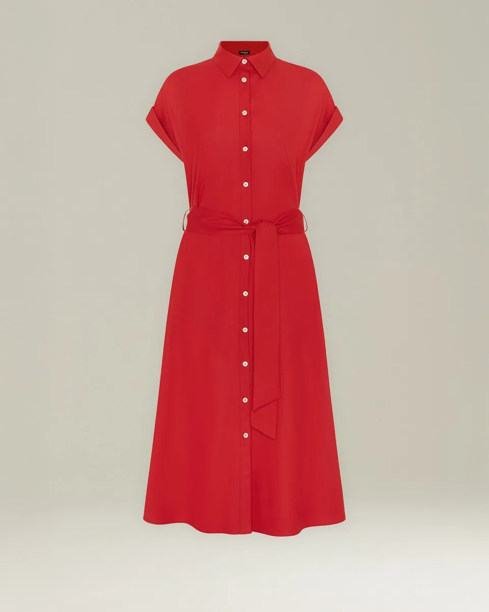 Kiton Dresses Seidenkleid Cady ärmellos Gürtel elegant