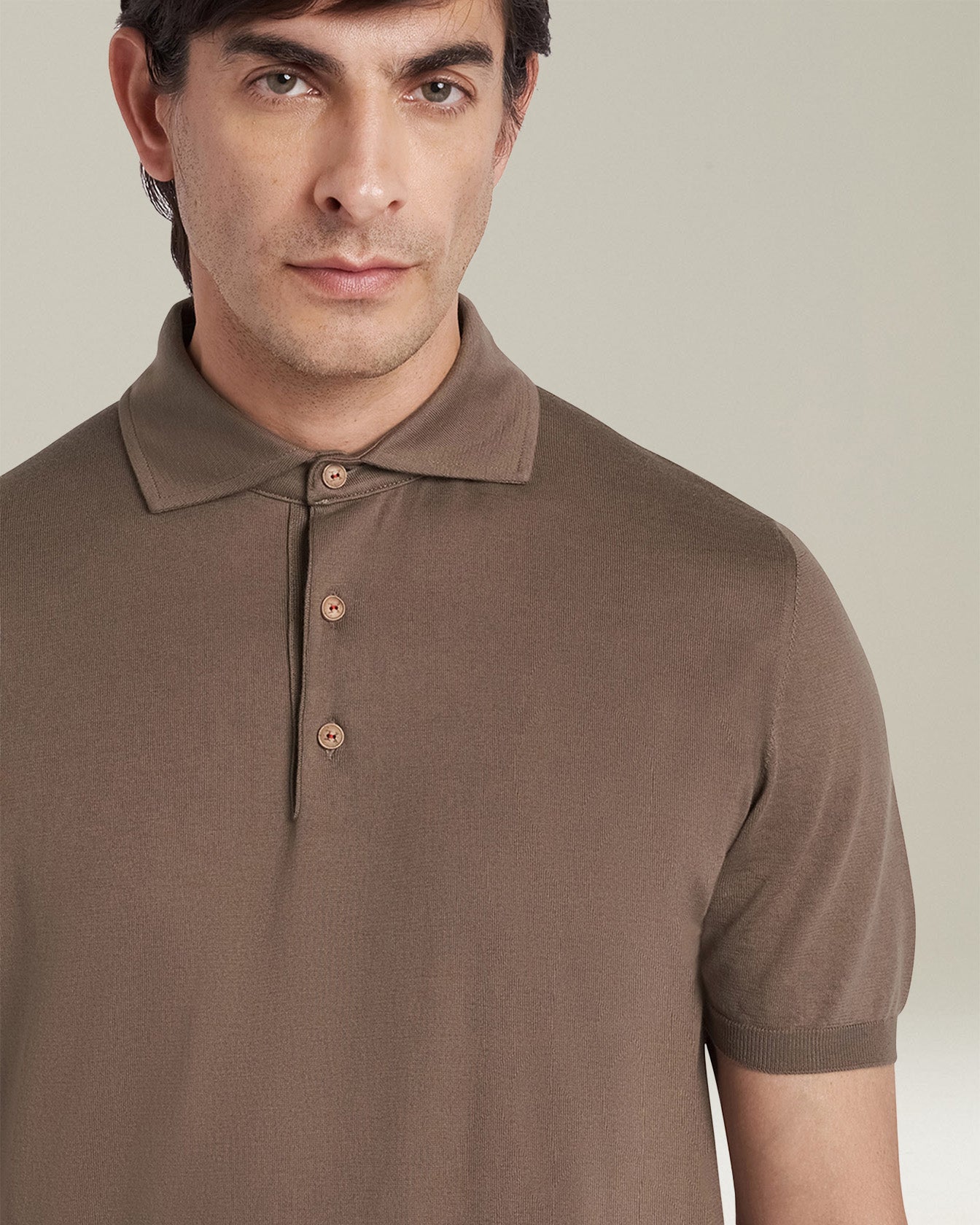 Kiton Polo Cotone Polohemd Tortora ägyptische Baumwolle