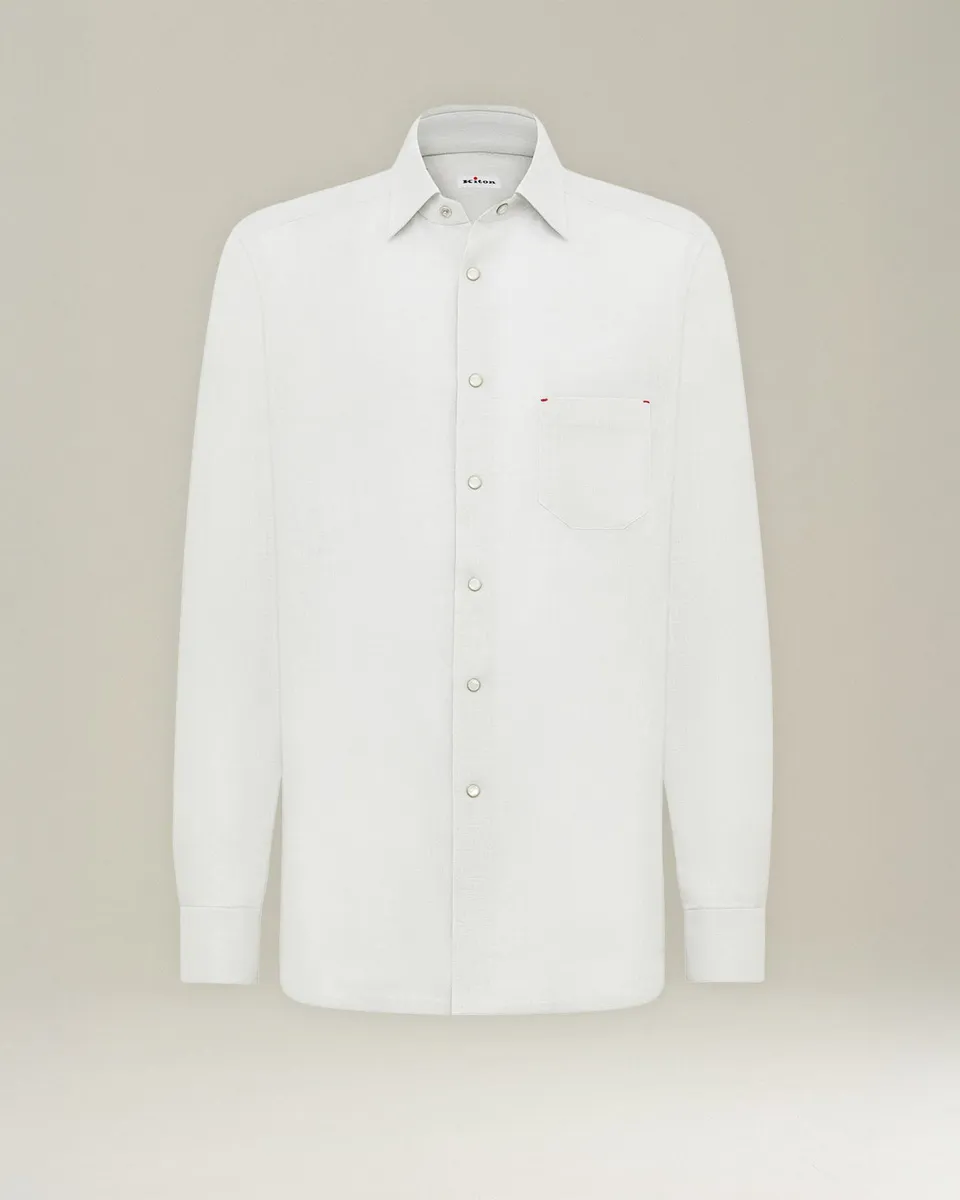 Kiton Shirts Nerano Hemd Leinen Brusttasche Natur