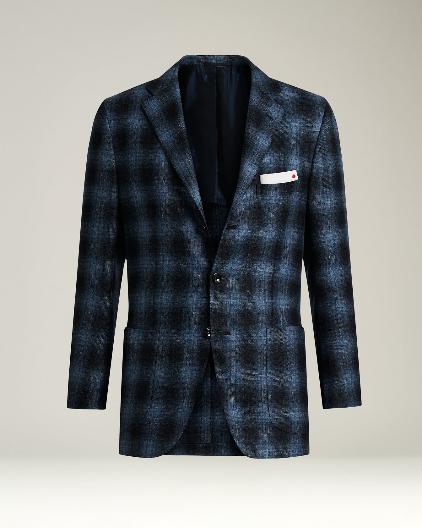 Kiton Jackets Blue Checked Sakko blau Kaschmir-Mix