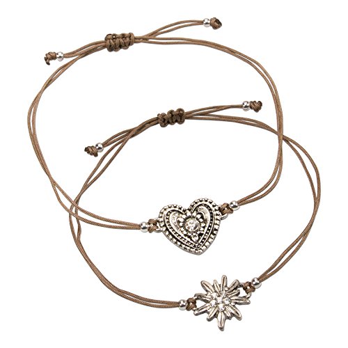 Alpenflüstern DAHEIM DAB053 Trachtenarmband-Set Braun Textil