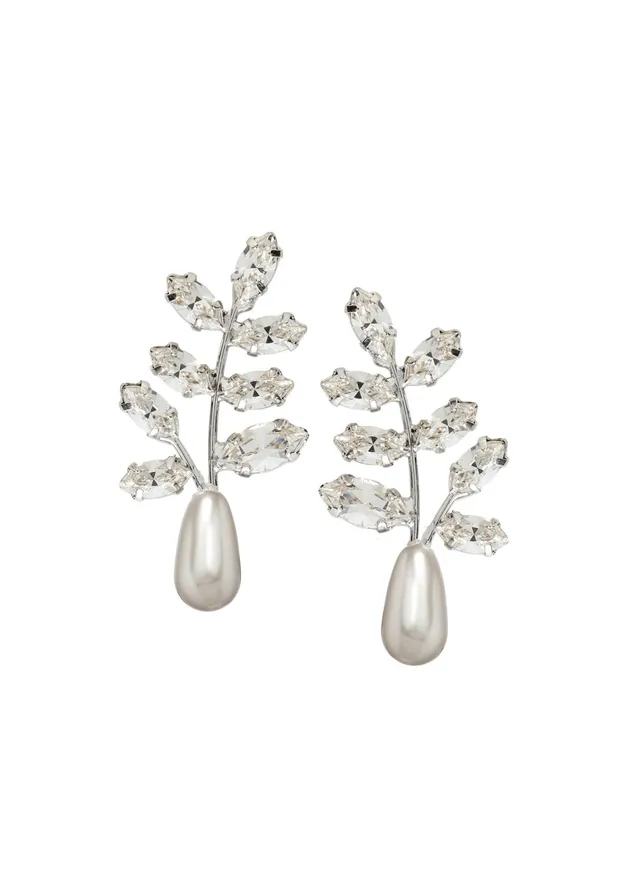 Elizabeth Bower Eden Mini Duet Brautohrringe Rhodium Perle