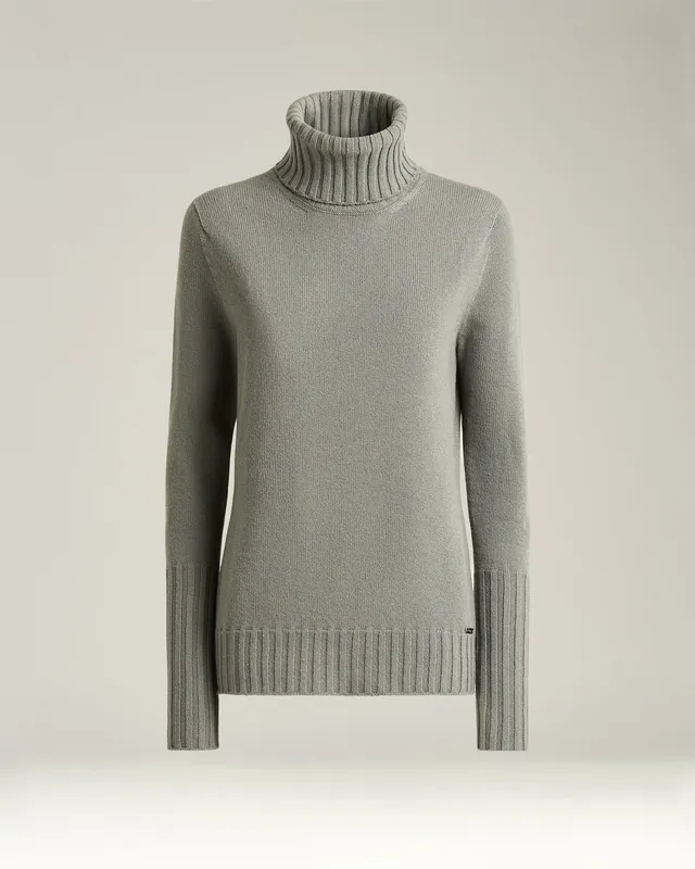 Kiton Knitwear LIGHT GRAY CASHMERE TURTLENECK Pullover