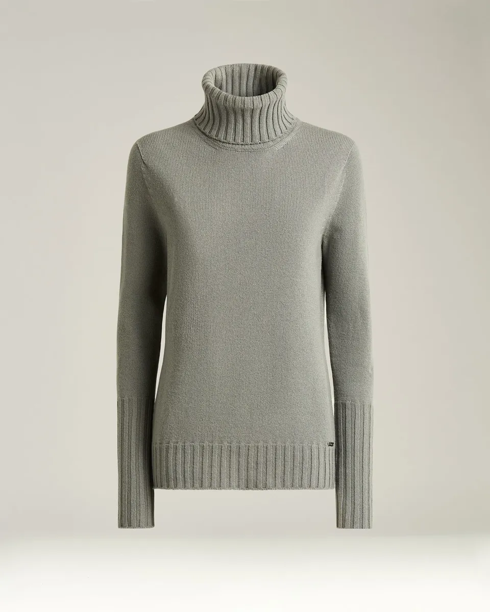 Kiton Knitwear LIGHT GRAY CASHMERE TURTLENECK Pullover