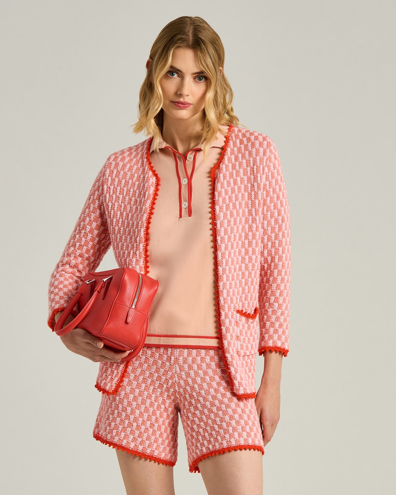 Kiton Compact Baumwolljacke Gr 42 rosa orange