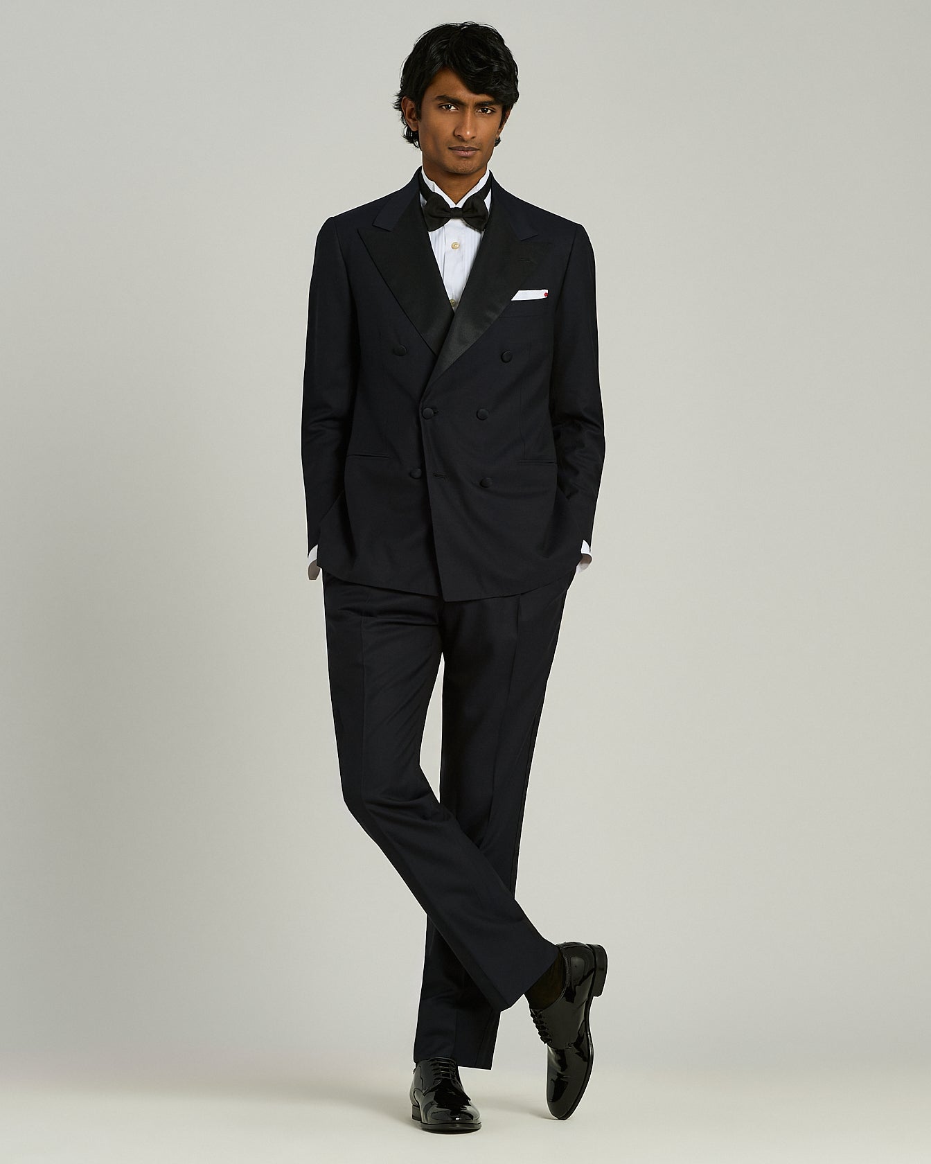 Kiton 14 Micron Smoking Anzug Herren navy Wolle