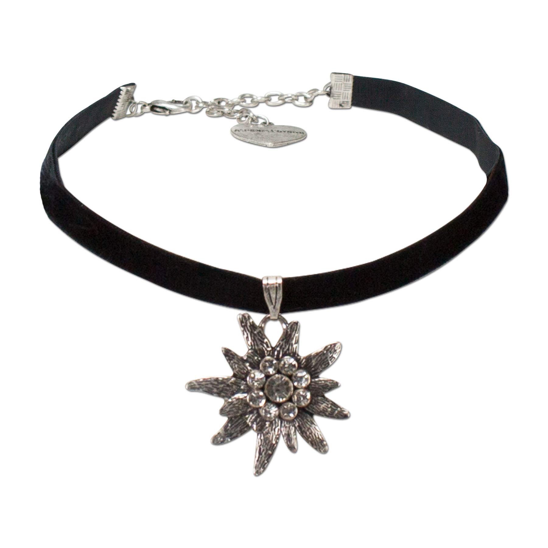 Alpenflüstern DAHEIM DHK069 Samt-Kropfband schwarz Edelweiß