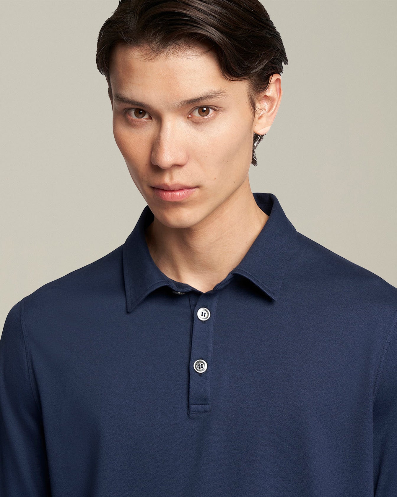 Kiton Knitwear Poloshirt Baumwolle Langarm Herren Blau