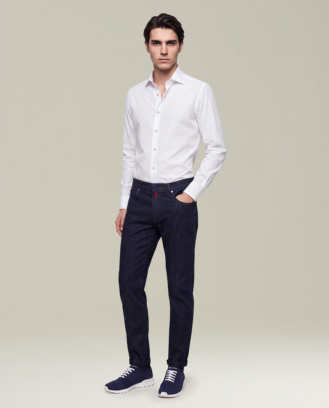 Kiton Shirts Hemd Weiß Baumwolle French Collar