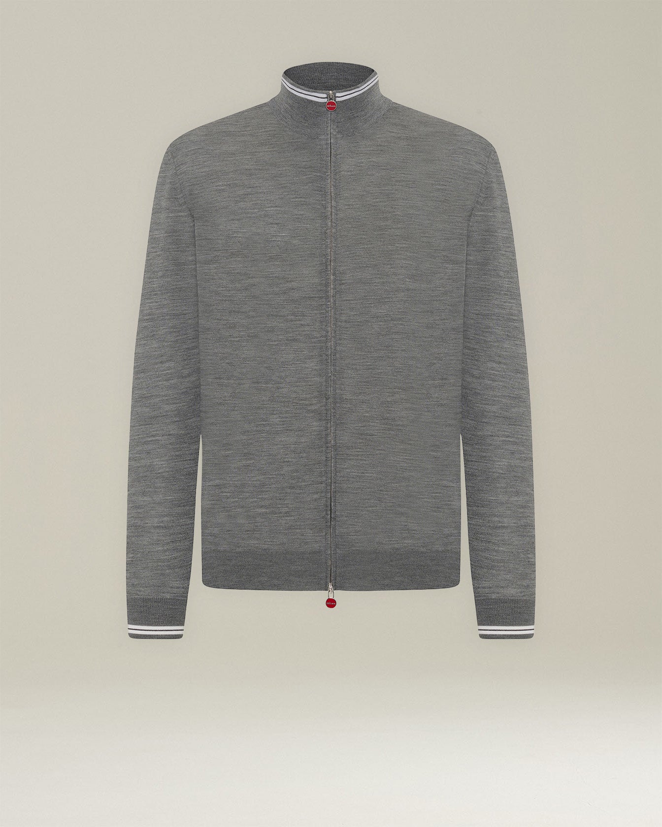 Kiton Sporty Wool Cardigan Strickjacke Wolle Kontrast