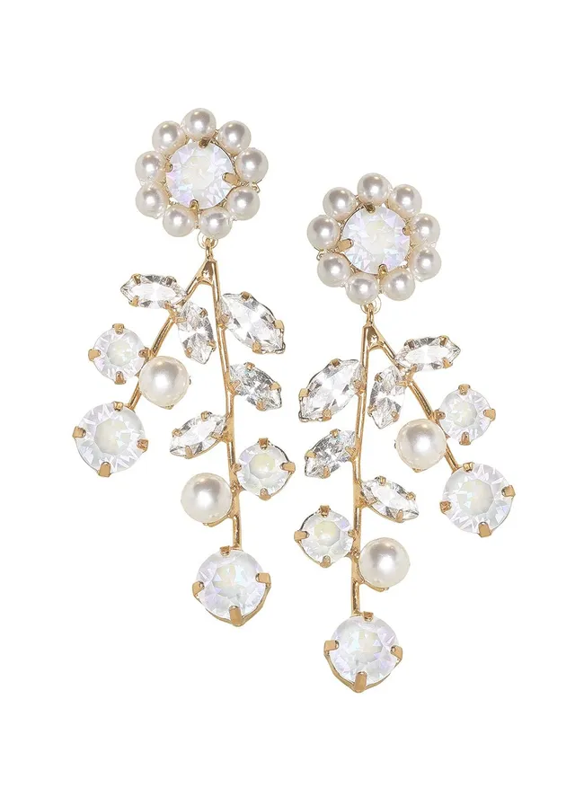 Elizabeth Bower Morning Baroque Drop Ohrringe Perle Rhodium