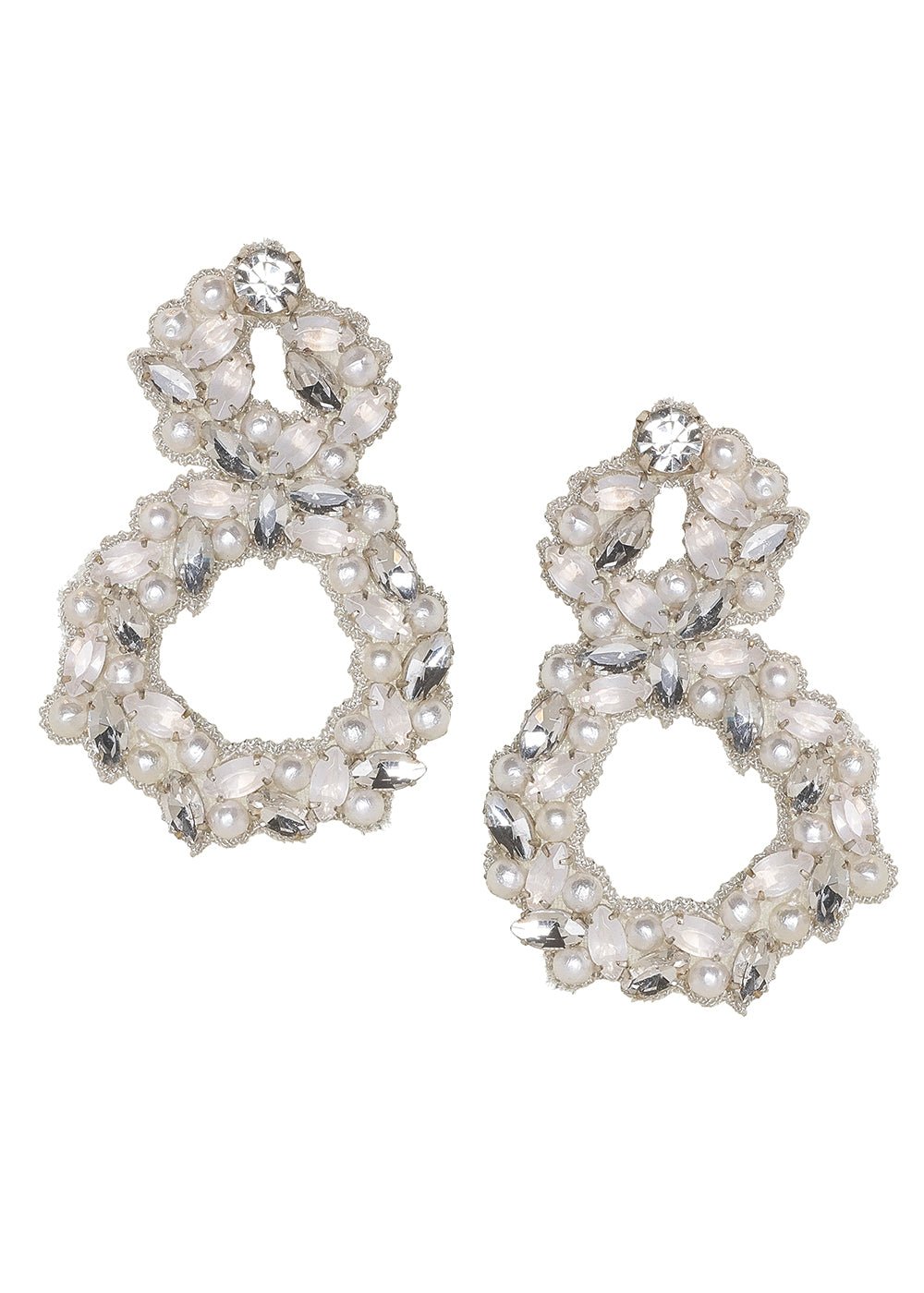 Elizabeth Bower Bridal Drop Annie Hoop Ohrringe Post Rhodium Opal