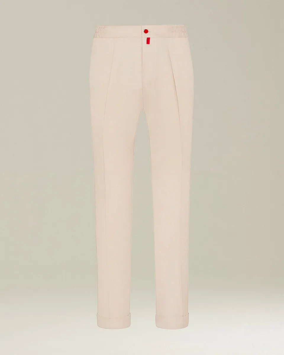 Kiton Trousers beige Jogger Baumwolle Kordelzug Gr.34