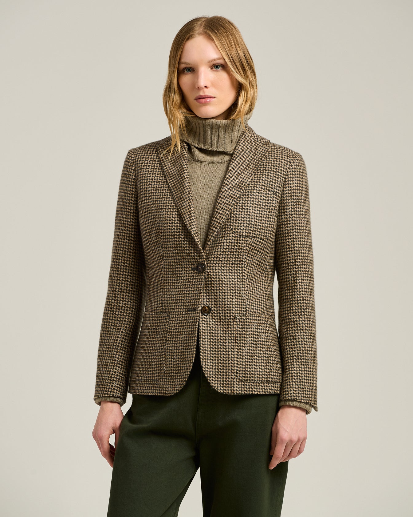 Kiton Jackets Houndstooth Blazer braun Kaschmir Damen