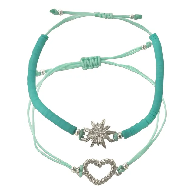 Alpenflüstern DAHEIM DAB079 Armband-Set Edelweiss Herz