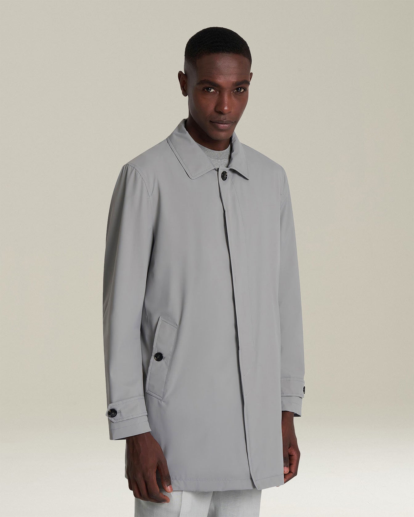 Kiton Outerwear Mantel Grau 50 Seide Einreihig