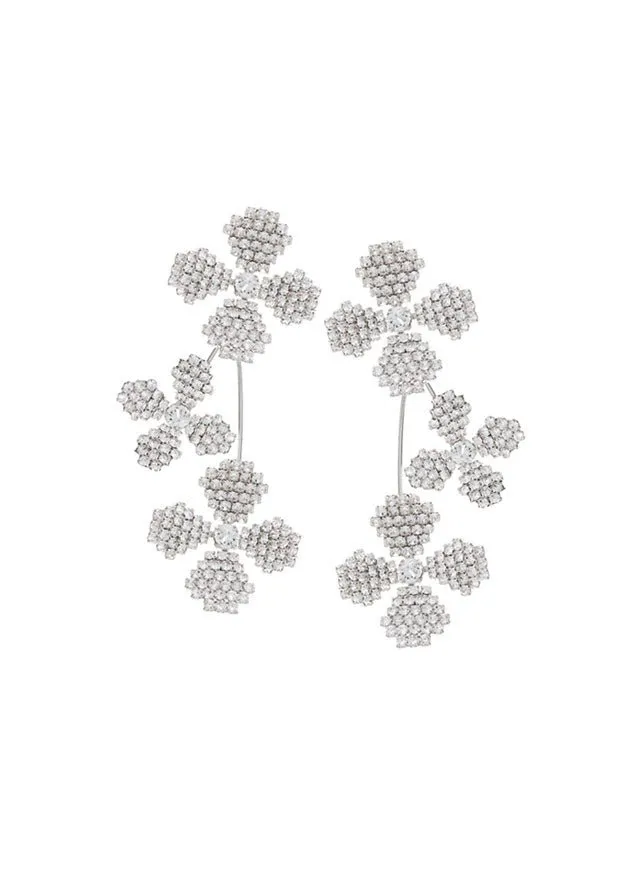 Elizabeth Bower June Bud Chandelier Ohrringe Rhodium Kristall