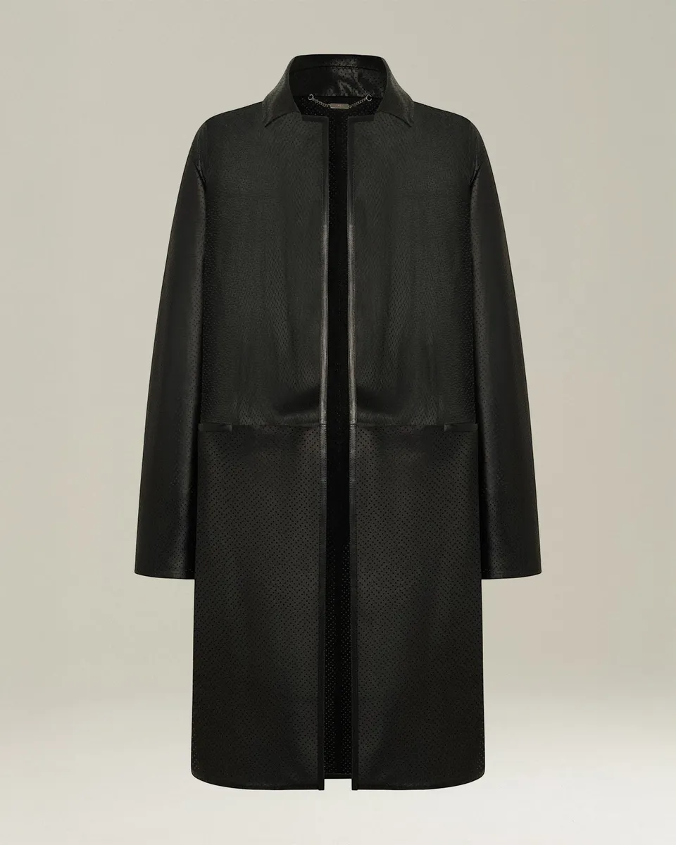 Kiton Mantel Damen Lammleder Offener Schnitt Gr. 42