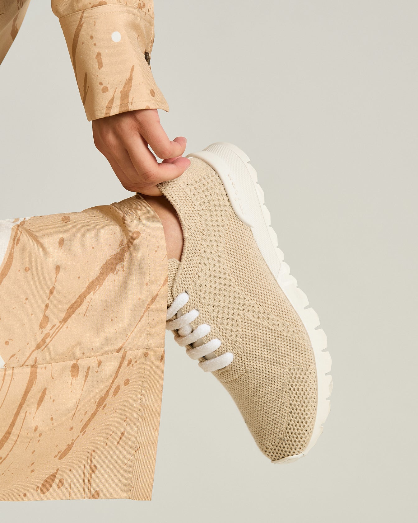 Kiton Fits Sneakers Kaschmir Schuhe Beige 40