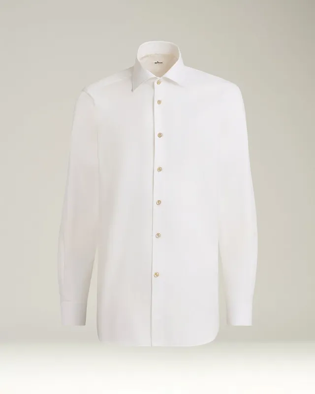 Kiton Formal Regular Fit Hemd Weiß Baumwolle Perlmutt
