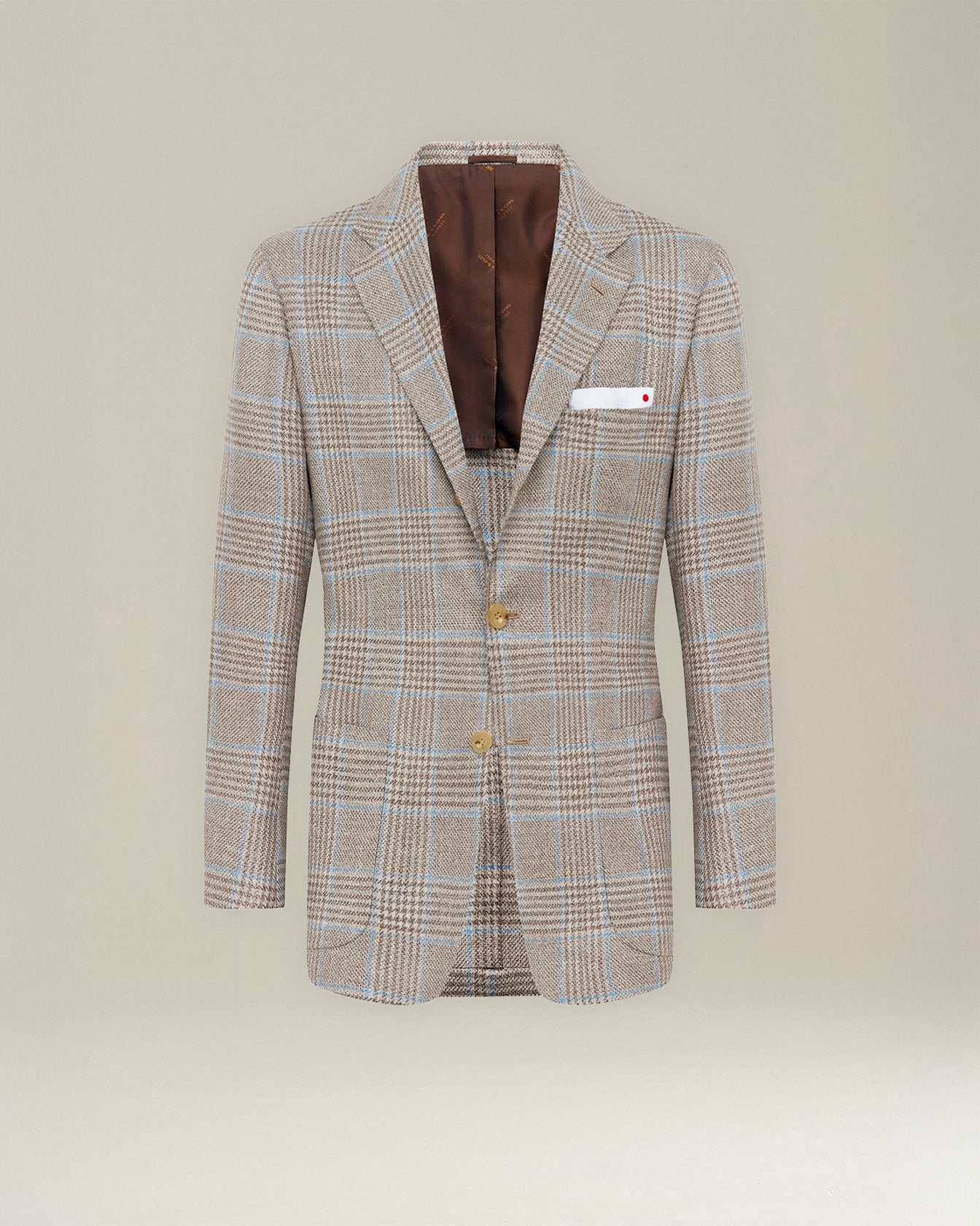 Kiton Glen Plaid Blazer Sakko Wolle Kaschmir Seide