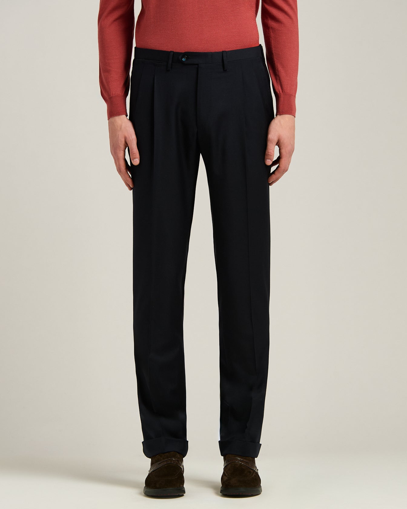 Kiton Suits Monochrome Zweireiher Anzug Wolle Blau Gr. 50