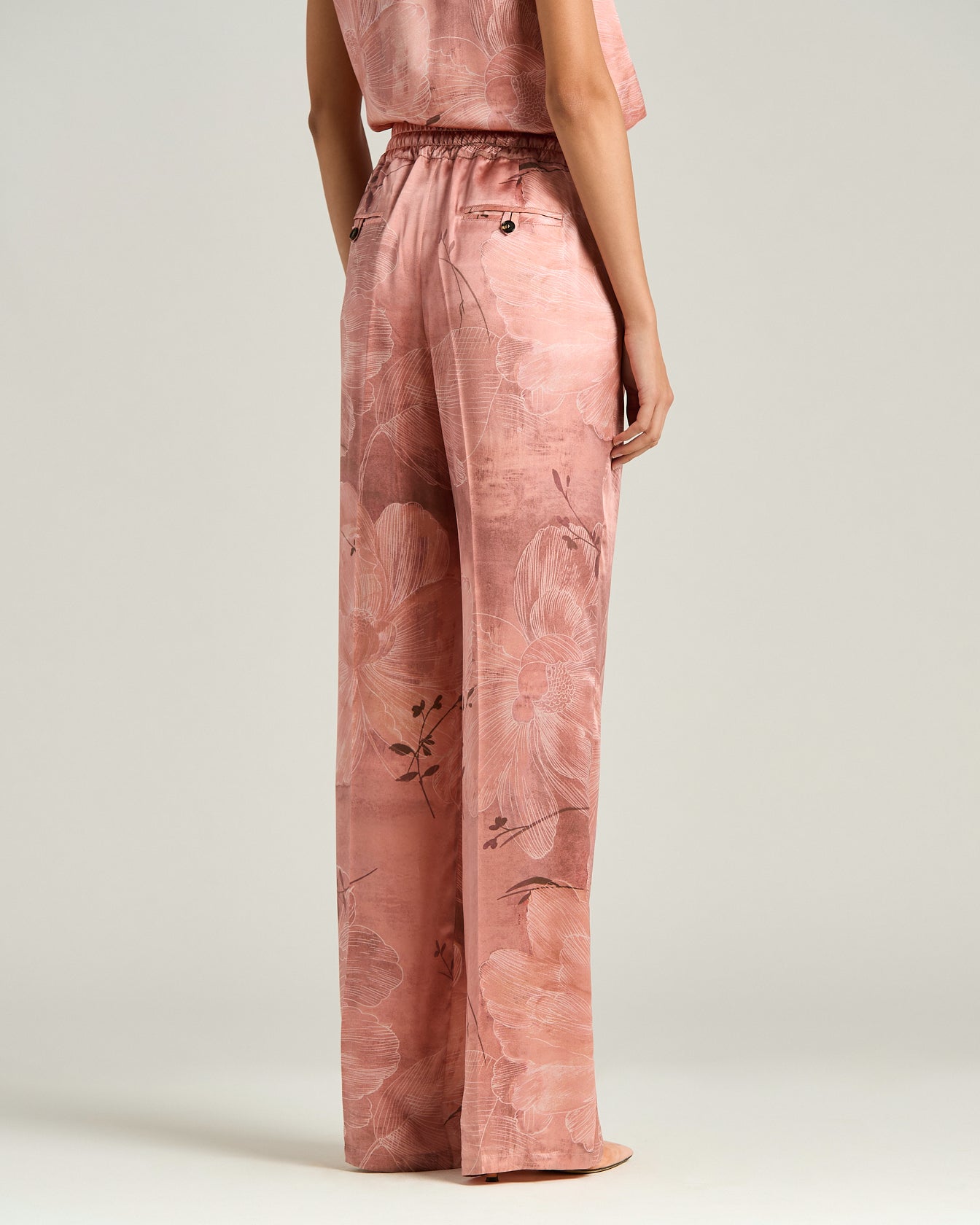 Kiton Seidenhose Rose Gemustert Weit Größe 42