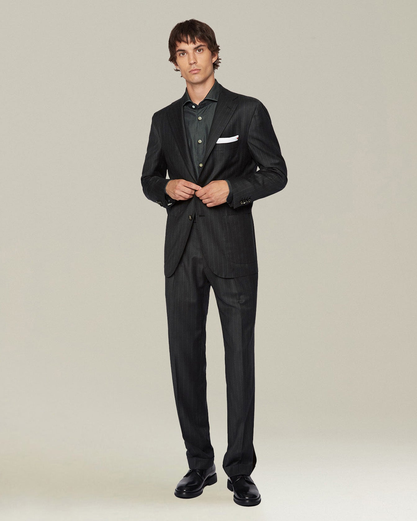 Kiton Pinstripe Anzug Wolle Nadelstreifen Herren