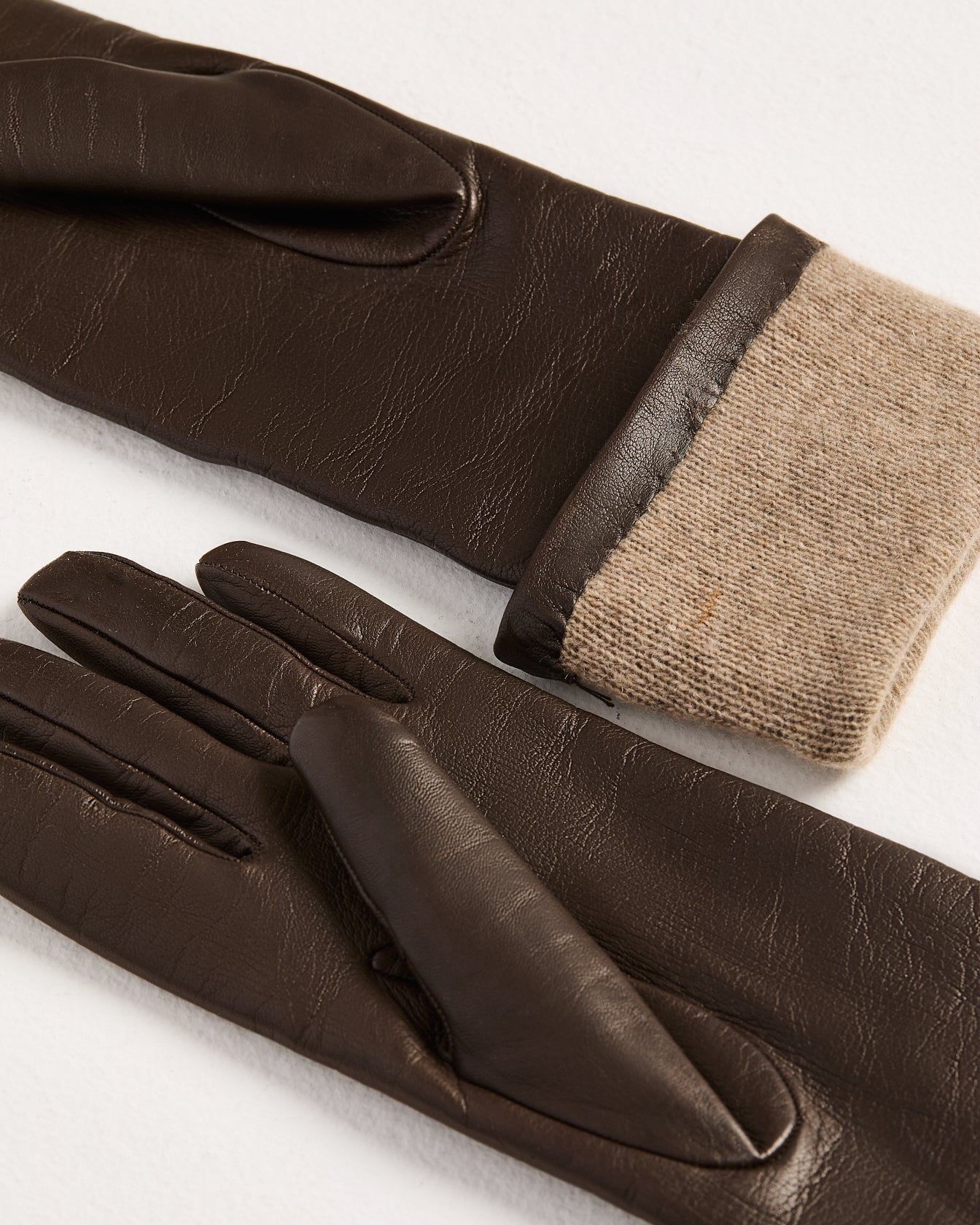 Kiton Scarves Gloves Lederhandschuhe Damen braun Kaschmir lang