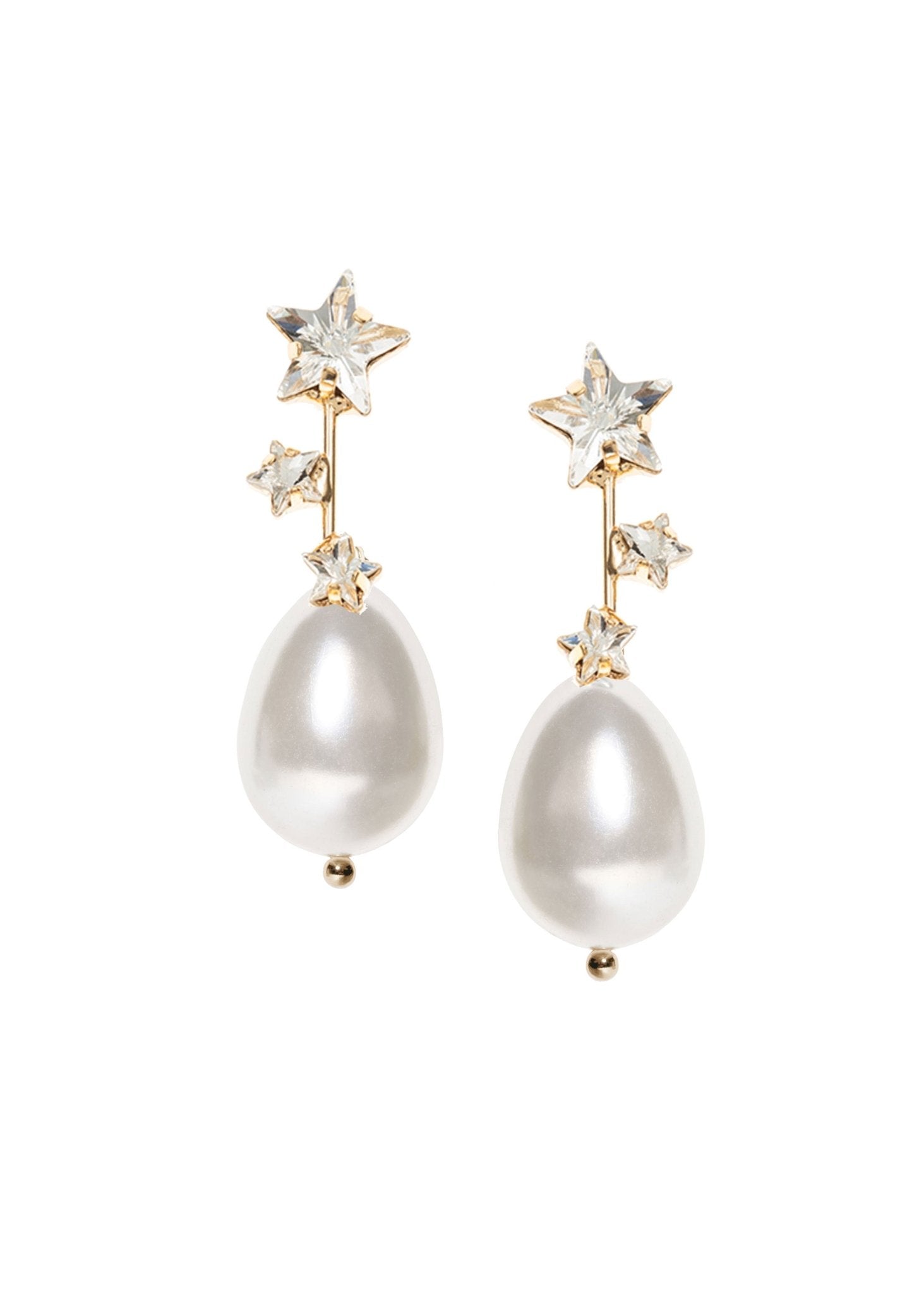 Elizabeth Bower Starred Hängeohrringe Rhodium Stecker Perle