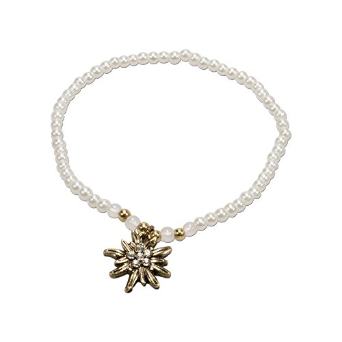 Alpenflüstern DAHEIM DAB050 Perlenarmband Damen Edelweiß Creme-weiß