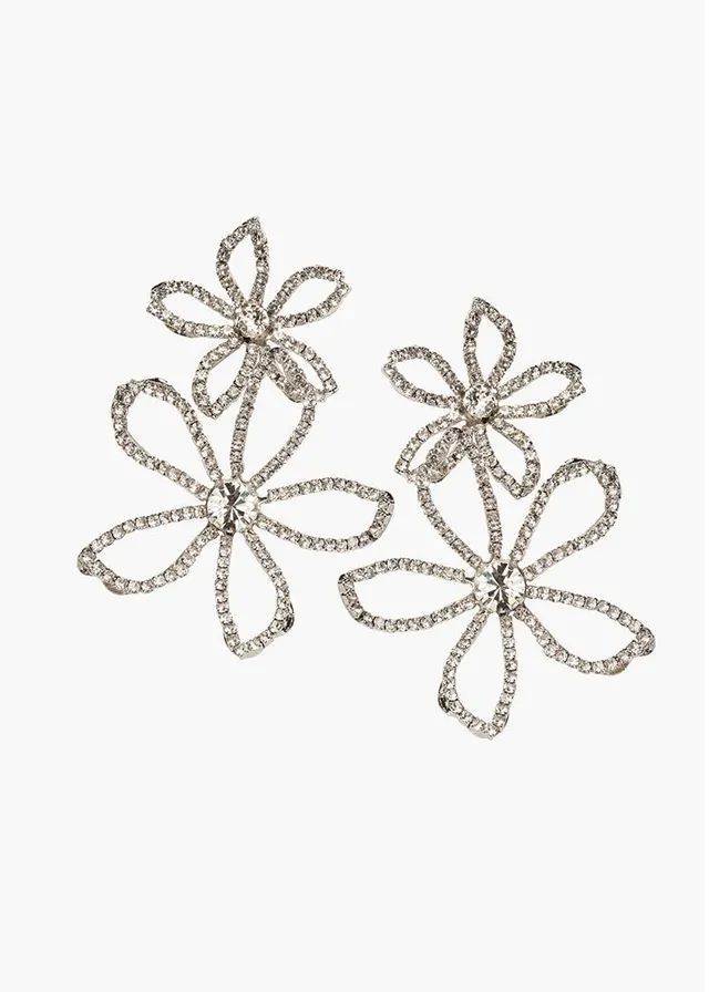 Elizabeth Bower Pavet Dublet Statement Ohrringe Rhodium Kristall