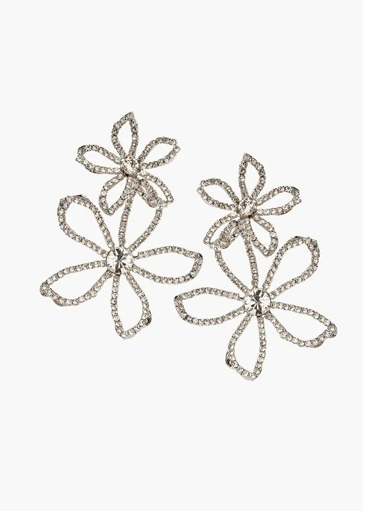Elizabeth Bower Pavet Dublet Statement Ohrringe Rhodium Kristall