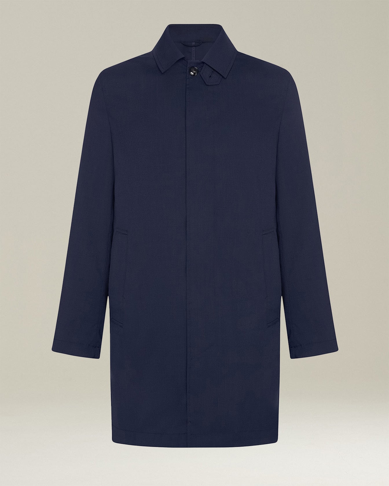 Kiton Coat Trenchcoat Leinen Blau Einreihig
