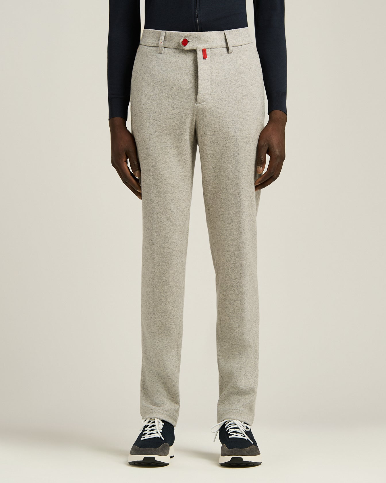 Kiton Virgin Wool Cashmere Hose grau melange Wolle Kaschmir