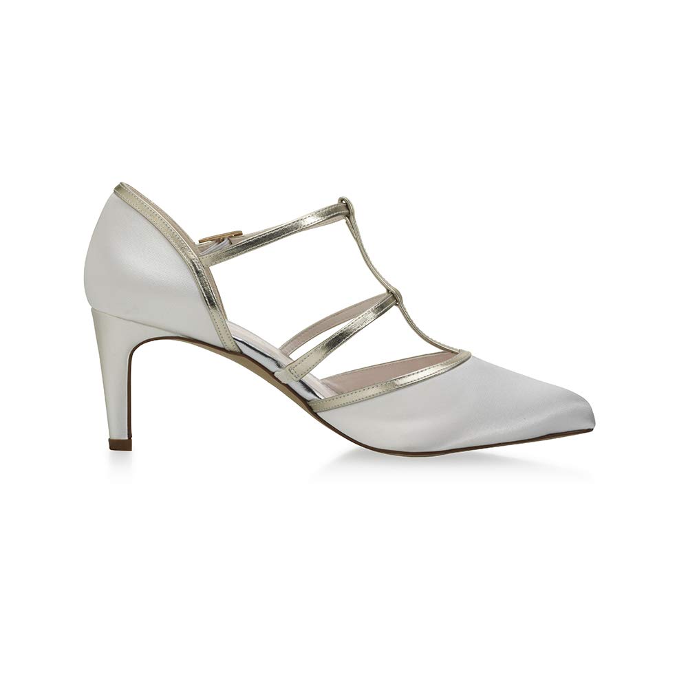 Rainbow Club Timeless Lindy T-Bar Pumps Ivory 40 Satin Riemchen
