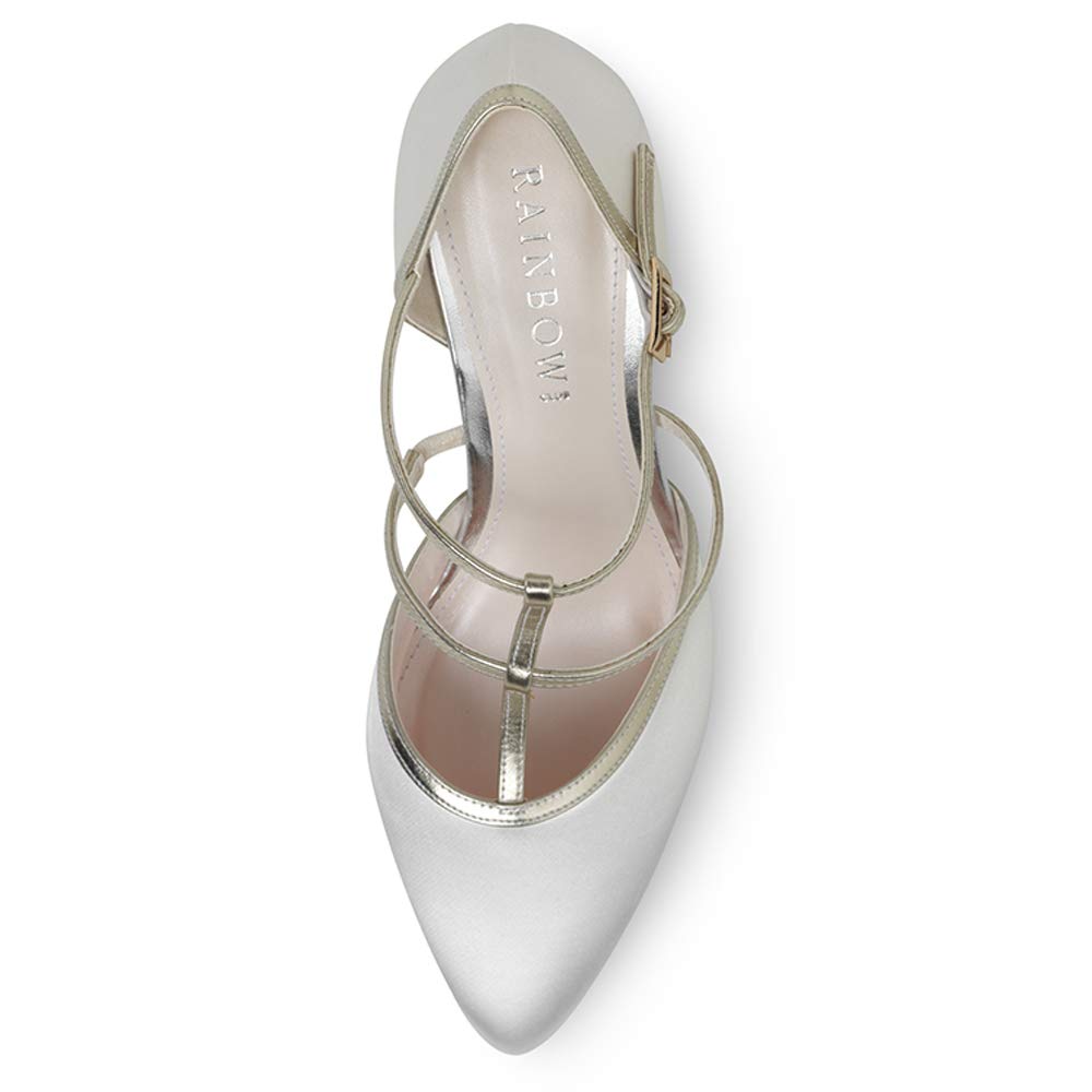Rainbow Club Timeless Lindy T-Bar Pumps Ivory 40 Satin Riemchen