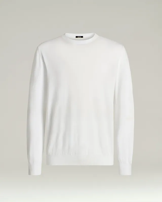 Kiton Pure Cotton Crewneck Pullover Baumwolle Weiss