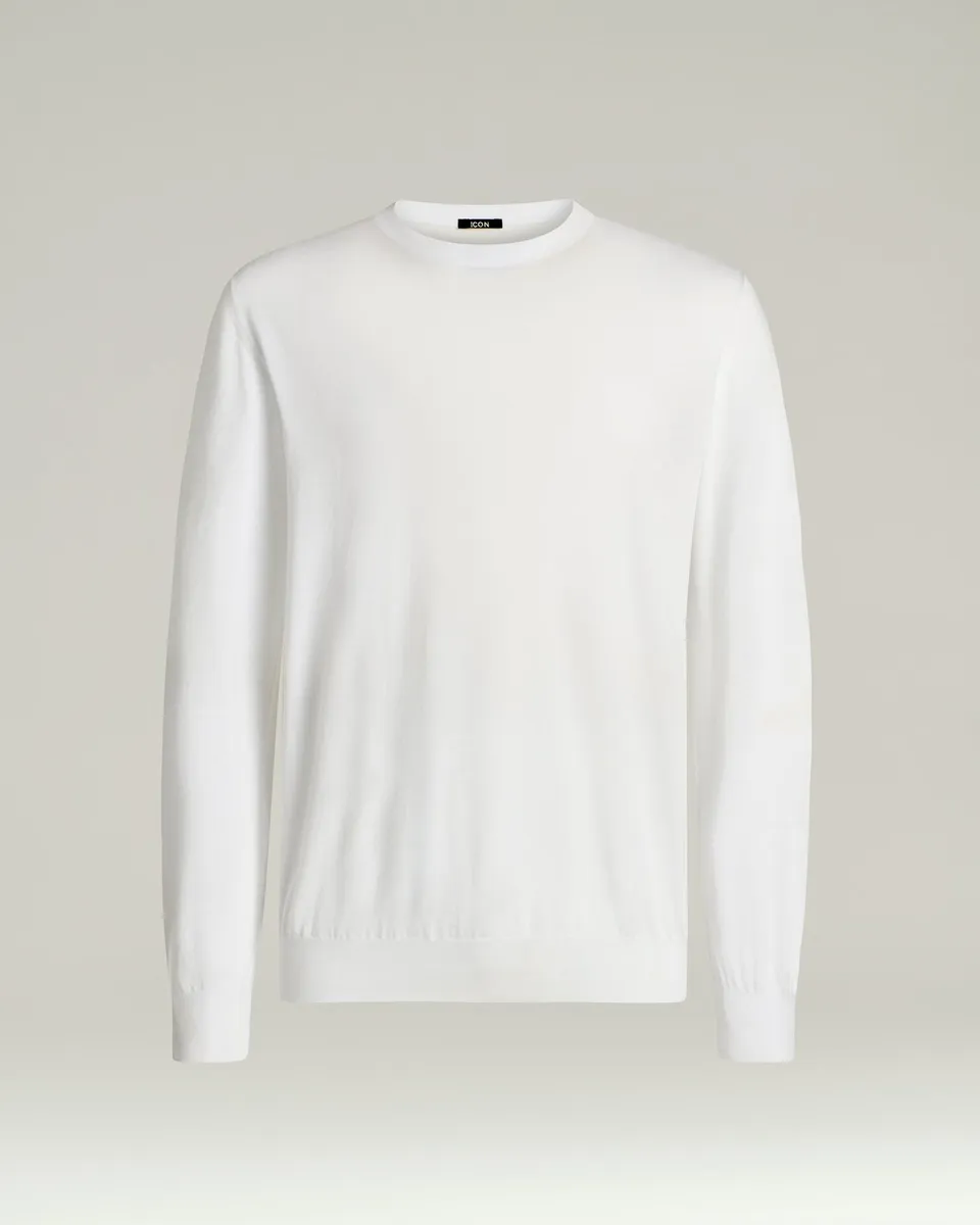 Kiton Pure Cotton Crewneck Pullover Baumwolle Weiss