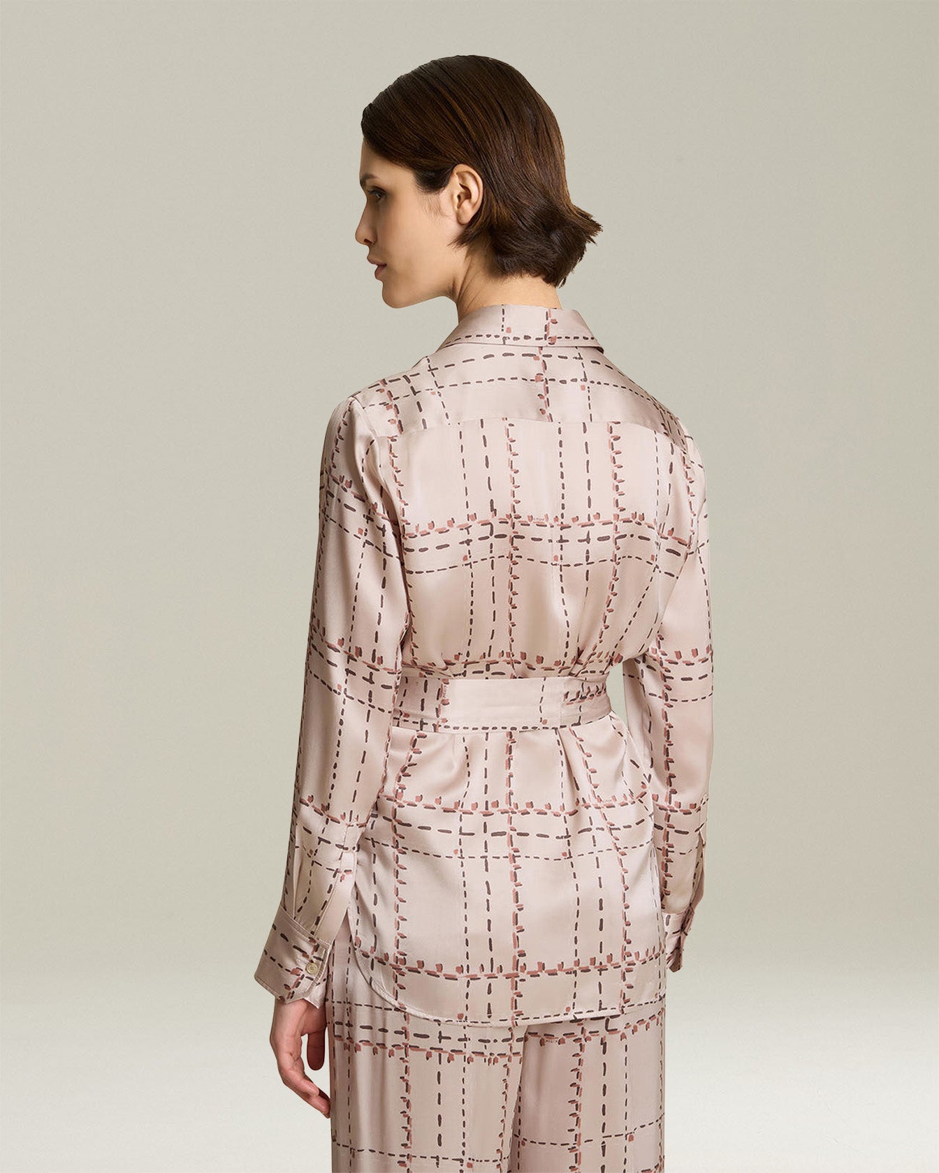 Kiton Printed Silk Shirt Seidenhemd Geometrisch mit Schal