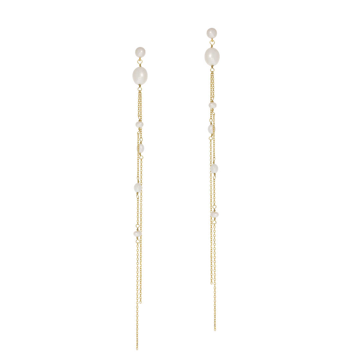 Juvelan Gabriella Braut Ohrringe Perlen lang Gold 14cm