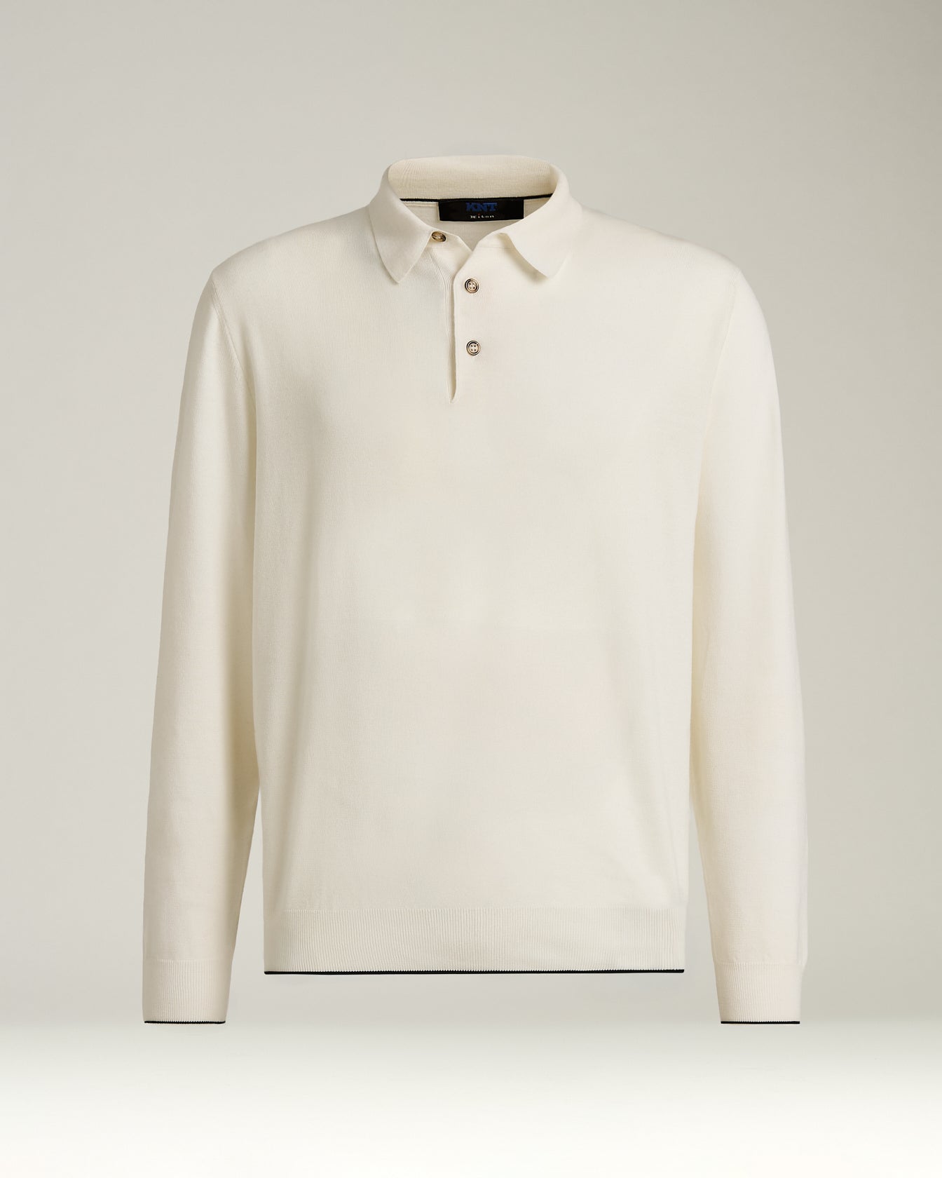 Kiton Long Sleeve Polo Poloshirt weiß Schurwolle