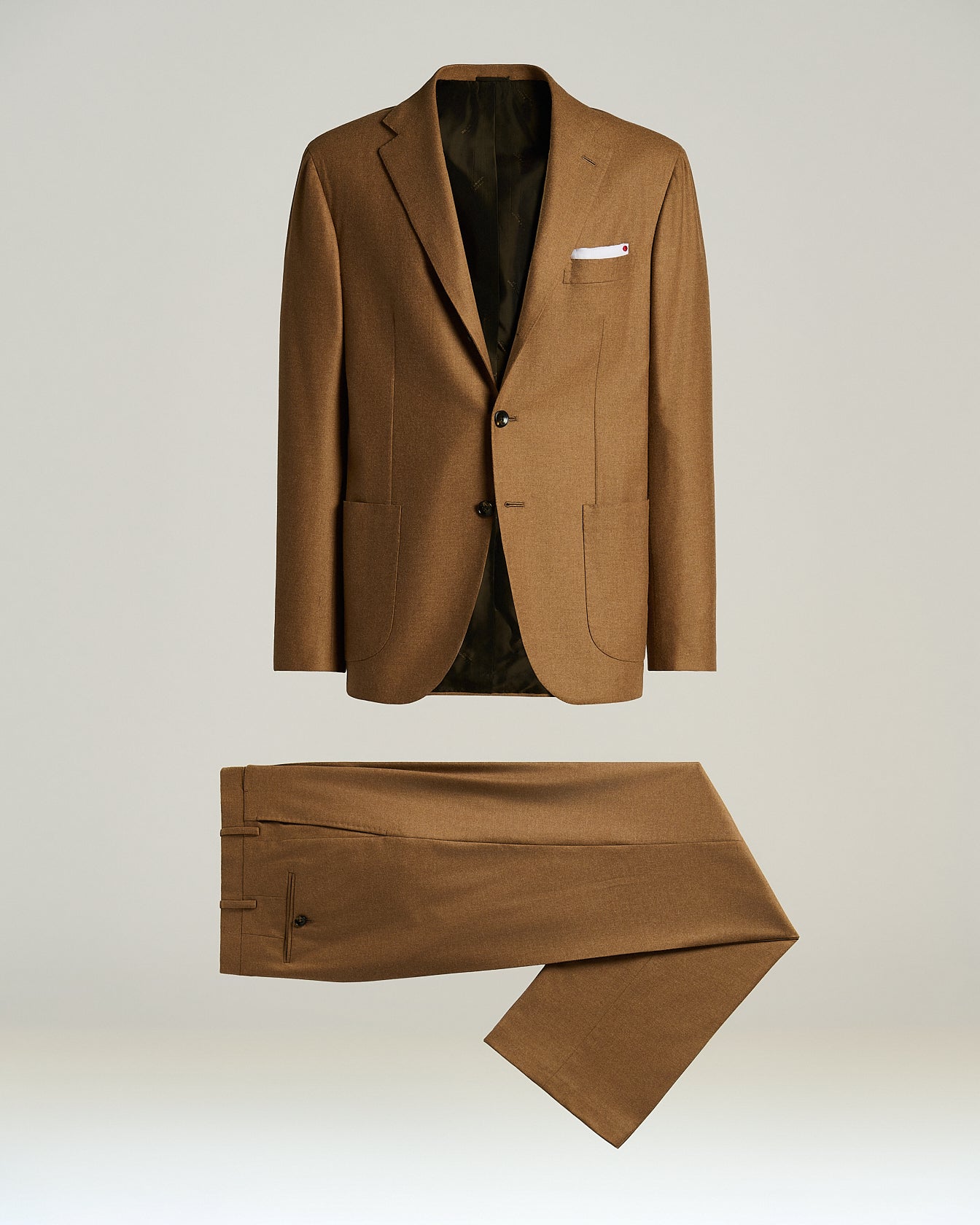 Kiton Beige Wool Cashmere Anzug Einreihig Wolle Gr 50