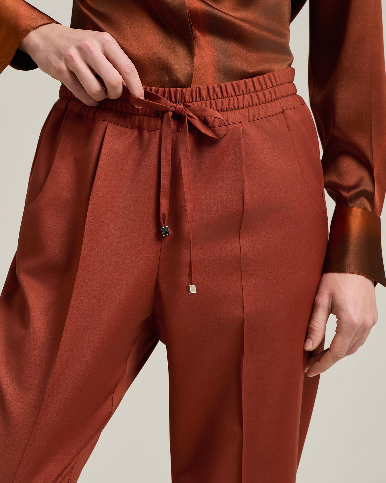 Kiton Terracotta Wool Hose Terracotta Gr. 46 Schurwolle Kordelzug