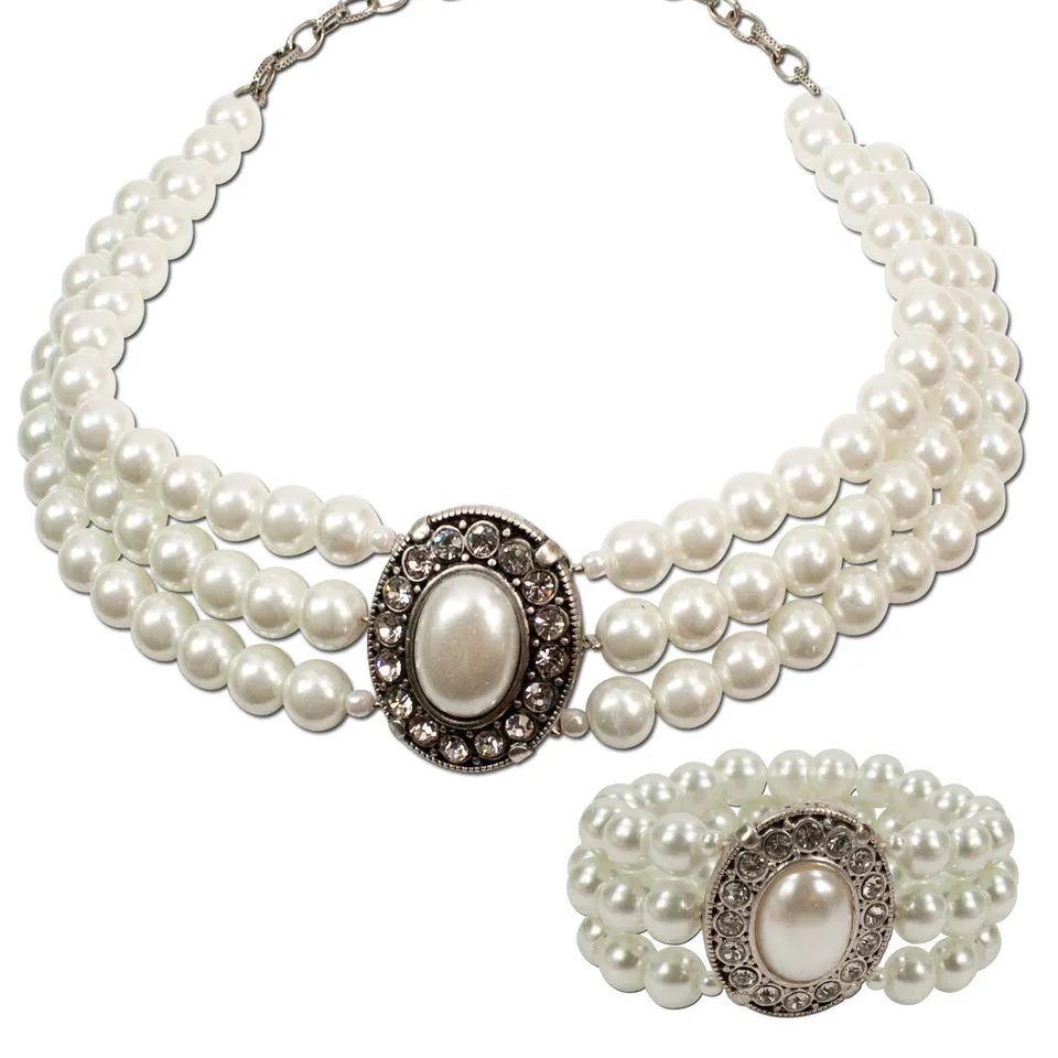 Alpenflüstern Daheim Sissi SET025 Schmuckset creme-weiß Perlen