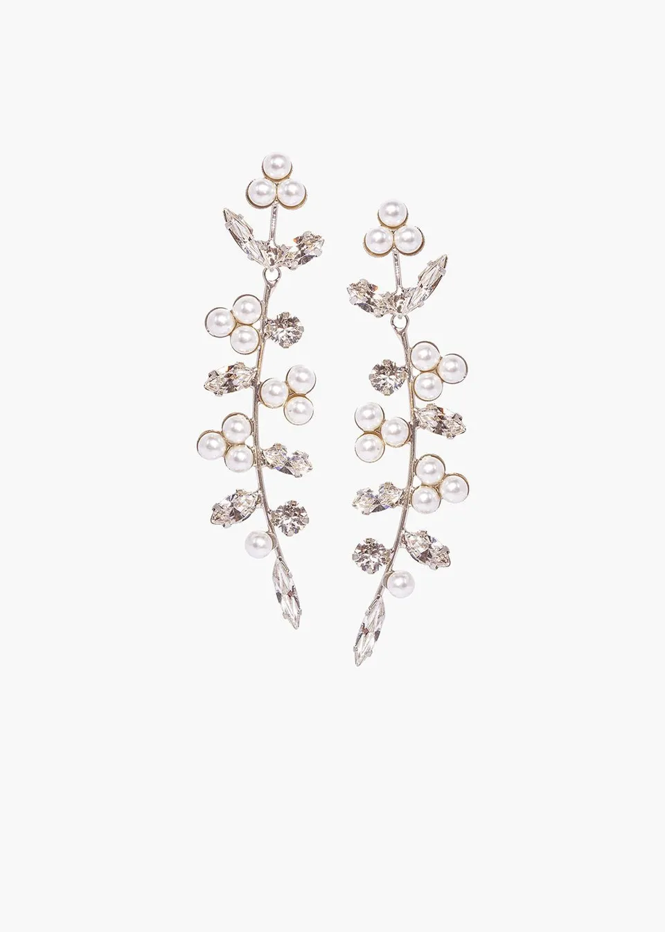 Elizabeth Bower Budding Hängeohrringe Rhodium Stecker Kristall